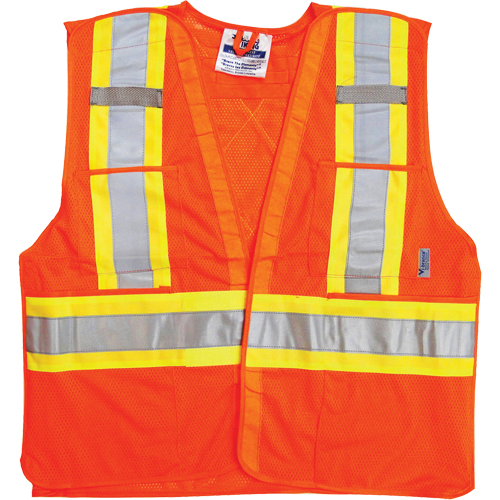 Traffic Safety Vest, High Visibility Orange, Medium/Small, Polyester Fastek