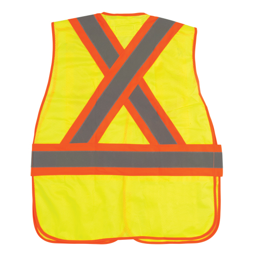 CSA Compliant High Visibility Surveyor Vest, High Visibility Lime-Yellow, Medium, Polyester Fastek