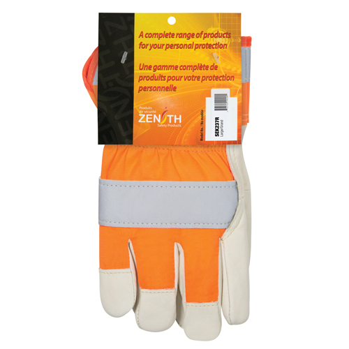 Orange High-Visibility Superior Warmth Fitters Gloves, Large, Grain Cowhide Palm, Thinsulate Inner Lining Fastek