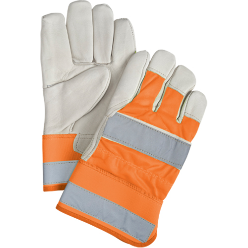 Orange High-Visibility Superior Warmth Fitters Gloves, Large, Grain Cowhide Palm, Thinsulate Inner Lining Fastek