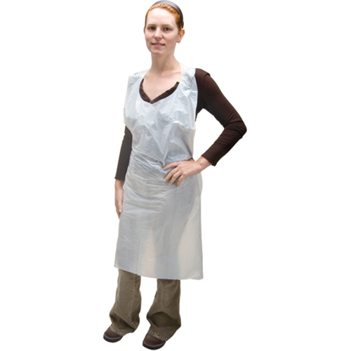 Polyethylene Aprons, Polyethylene, White, 35" W x 46" L Fastek