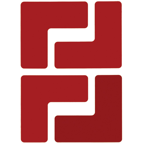 Floor Corner Marks, L, 5" L x 2" W, Red, Polyester Fastek