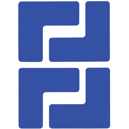 Floor Corner Marks, L, 5" L x 2" W, Blue, Polyester Fastek