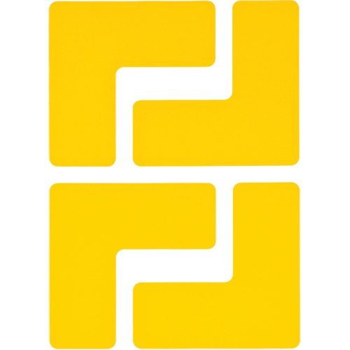 Floor Corner Marks, L, 5" L x 2" W, Yellow, Polyester Fastek