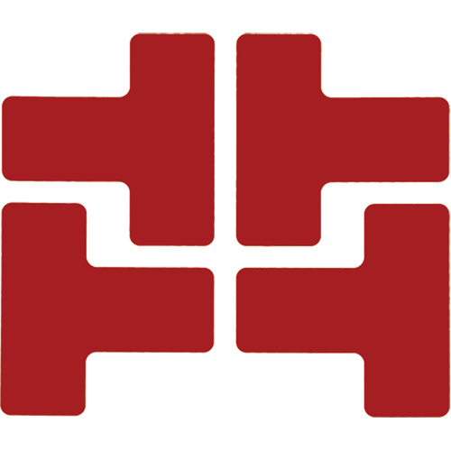 Floor Corner Marks, T, 5" L x 2" W, Red, Polyester Fastek