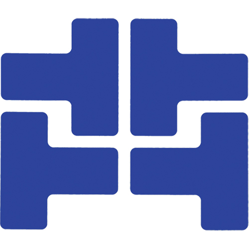 Autocollants pour d&eacute;limitation des coins sur le sol, T, 5" lo x 2" la, Bleu, Polyester Fastek