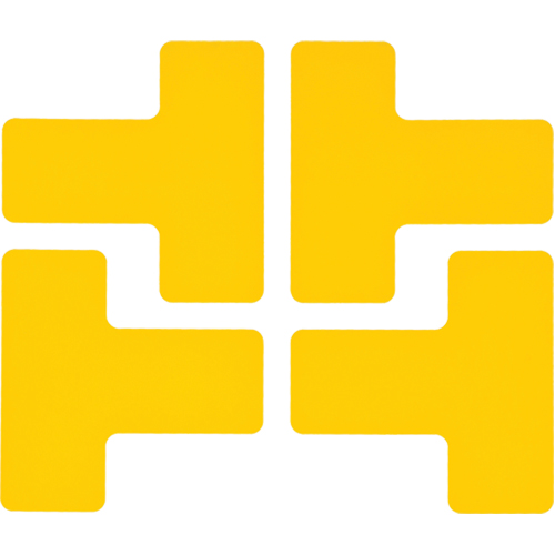 Autocollants pour d&eacute;limitation des coins sur le sol, T, 5" lo x 2" la, Jaune, Polyester Fastek