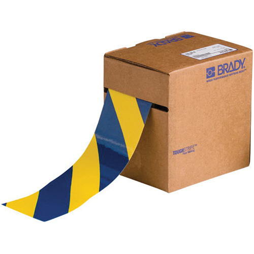 ToughStripe&reg; Floor Marking Tape, 3" x 100', Polyester, Blue and Yellow Fastek