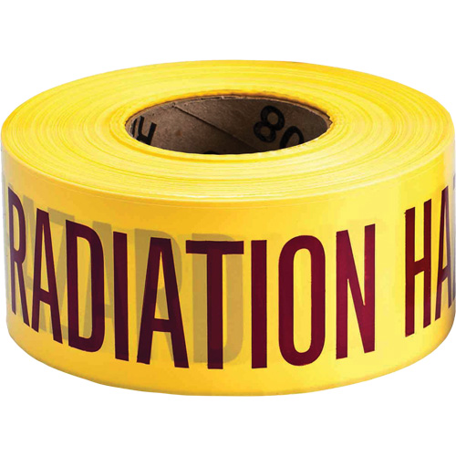 Barricade Tape, English, 3" W x 1000' L, 3 mils, Magenta on Yellow Fastek
