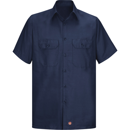 Short Sleeve Ripstop Shirt, Men's, Large (Tall), Navy Blue Fastek