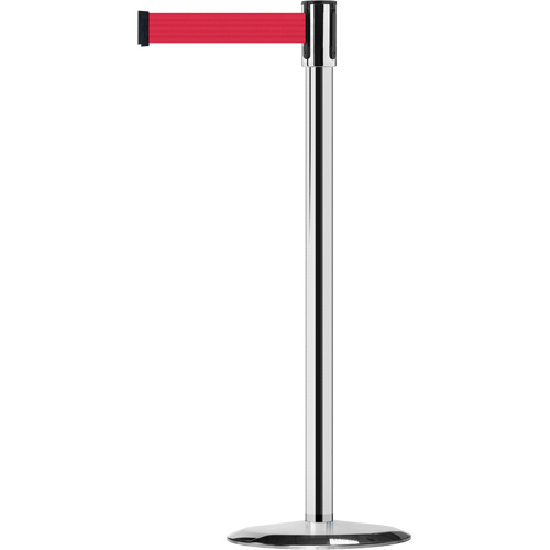 Montant pour barri&egrave;re Slimline TensaBarrier, Acier, 38" h, Ruban Rouge, Longueur du ruban 7,5' Fastek