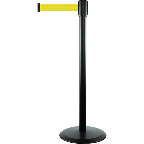 Montant pour barri&egrave;re Slimline TensaBarrier, Acier, 38" h, Ruban Jaune, Longueur du ruban 7,5' Fastek