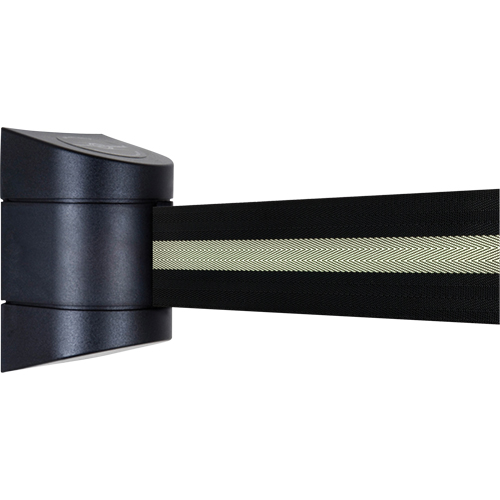 TensaBarrier&reg; Wall Mounted Units, Plastic, Screw Mount, 15', Black Tape Fastek