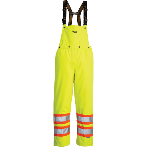 Pantalon de s&eacute;curit&eacute; Journeyman d&eacute;tachable &agrave; bavette, Polyester, Petit, Jaune lime haute visibilit&eacute; Fastek