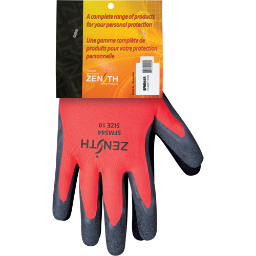 Gants enduits de latex de caoutchouc naturel, 10, R&ecirc;vetement Latex de caoutchouc, Calibre 13, Enveloppe en Polyester Fastek