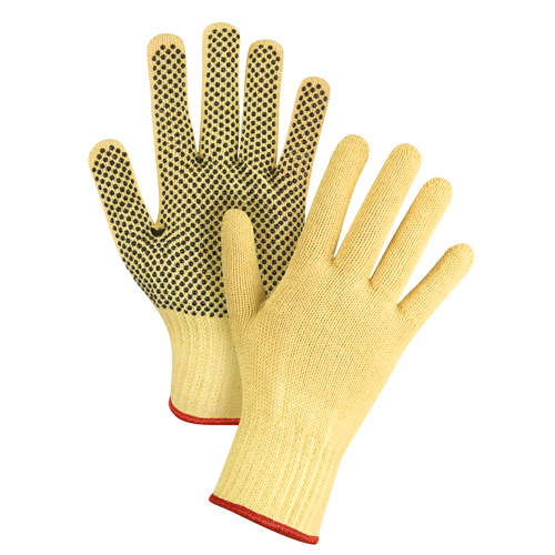 Gants tricot&eacute;s sans couture &agrave; pois, Taille Petit/7, Calibre 7, Rev&ecirc;tement PVC, Enveloppe en Kevlar, ASTM ANSI niveau A2/EN 388 niveau 3 Fastek