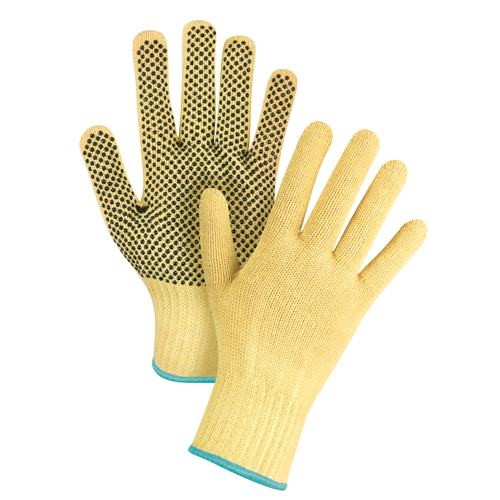 Gants tricot&eacute;s sans couture &agrave; pois, Taille T-Grand/10, Calibre 7, Rev&ecirc;tement PVC, Enveloppe en Kevlar, ASTM ANSI niveau A2/EN 388 niveau 3 Fastek