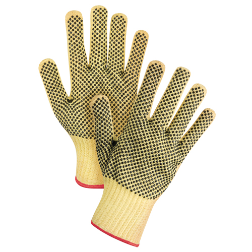 Gants tricot&eacute;s deux c&ocirc;t&eacute;s, sans couture, &agrave; pois, Taille Petit/7, Calibre 7, Rev&ecirc;tement PVC, Enveloppe en Kevlar, ASTM ANSI niveau A2/EN 388 niveau 3 Fastek