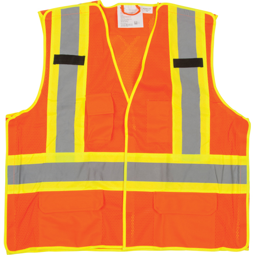 5-Point Tear-Away Premium Safety Vest , High Visibility Orange, Large/X-Large, Polyester Fastek