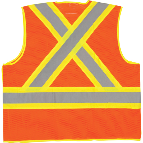 5-Point Tear-Away Premium Safety Vest , High Visibility Orange, Large/X-Large, Polyester Fastek