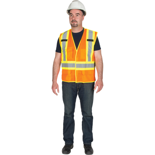 5-Point Tear-Away Premium Safety Vest , High Visibility Orange, Large/X-Large, Polyester Fastek
