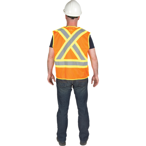 5-Point Tear-Away Premium Safety Vest , High Visibility Orange, Large/X-Large, Polyester Fastek