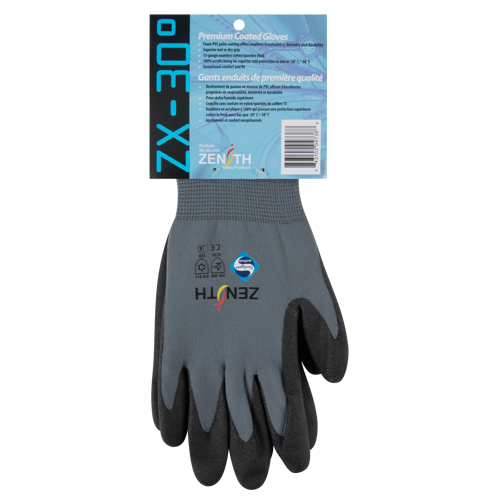Gants enduits de premi&egrave;re qualit&eacute; ZX-30°, 9/Grand, R&ecirc;vetement PVC, Calibre 15, Enveloppe en Nylon Fastek