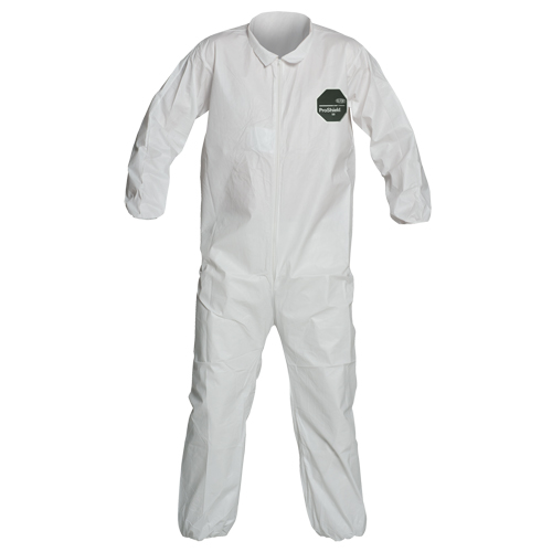 ProShield&reg; 50 Coveralls, Small, White, Microporous Fastek