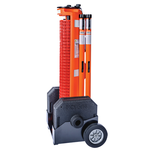 Wheeled Barrier, 50' L, Plastic, Orange Fastek
