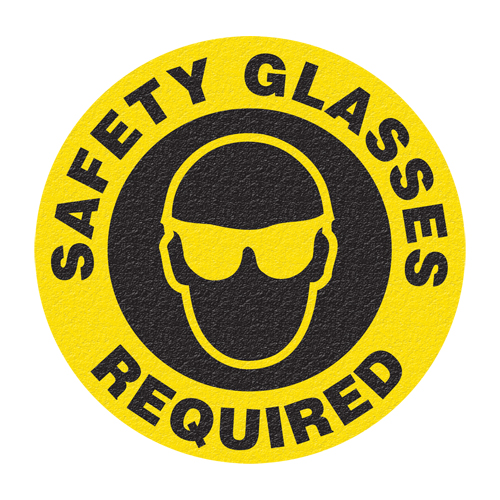 Panneau de signalisation au sol  Safety Glasses , Adh&eacute;sif, Anglais avec pictogramme Fastek