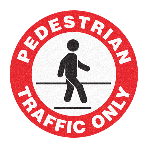 "Pedestrian Traffic Only" Floor Sign, Adhesive, English with Pictogram Fastek