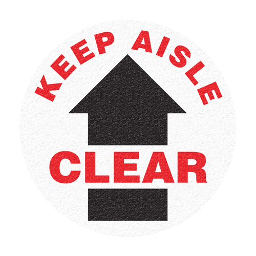 "Keep Aisle Clear" Floor Sign, Adhesive, English with Pictogram Fastek