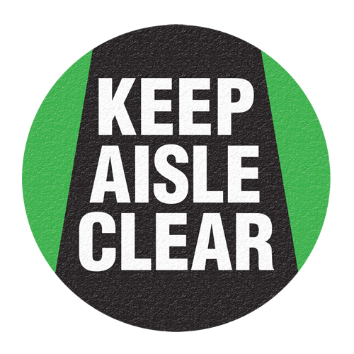 "Keep Aisle Clear" Floor Sign, Adhesive, English with Pictogram Fastek