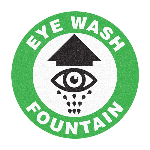 "Eye Wash Fountain" Floor Sign, Adhesive, English with Pictogram Fastek