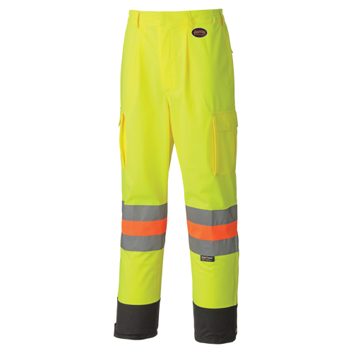 6009 Breathable Traffic Safety Pants, Polyester, X-Small, High Visibility Lime-Yellow Fastek