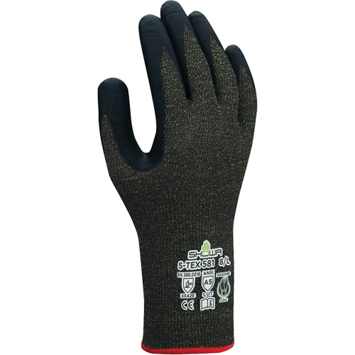 Gants r&eacute;sistants aux coupures S-TEX 581, Taille 6/Petit, Calibre 13, Rev&ecirc;tement Mousse de nitrile, Enveloppe en Acier inoxydable/Kevlar, ANSI/ISEA 105 niveau 5/EN 388 niveau E Fastek