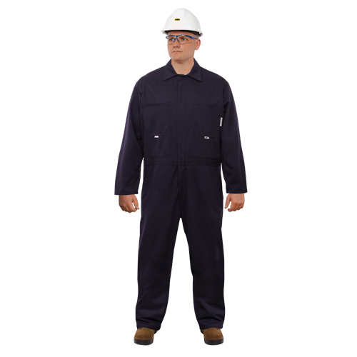 UltraSoft&reg; Arc Flash & FR Coveralls, Size 46, Navy Blue, 12.4 cal/cm2 Fastek