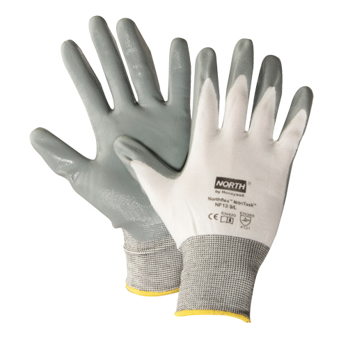 NorthFlex Nitri Task Gloves, X-Large, Nitrile Coating, 13 Gauge, Nylon Shell Fastek