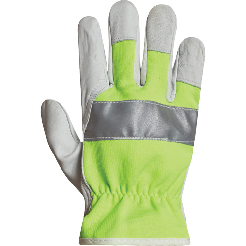 Gants de conducteur haute visibilit&eacute; avec bandes r&eacute;fl&eacute;chissantes Endura, 3T-Grand, Paume en Cuir fleur de ch&egrave;vre Fastek
