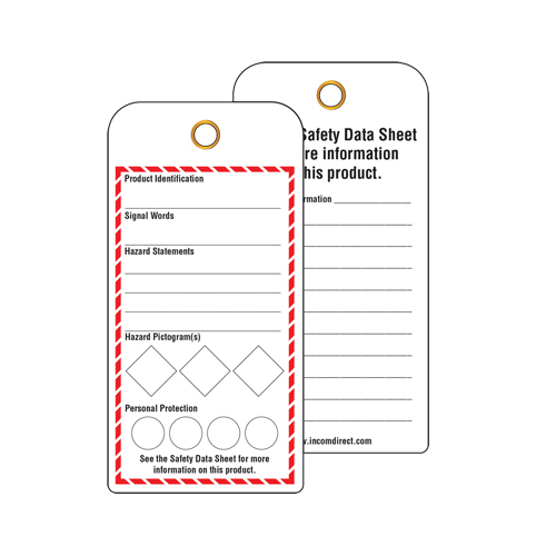 &eacute;tiquettes SGH pour le milieu de travail, Papier cartonn&eacute;, 3" la x 6" h, Anglais Fastek