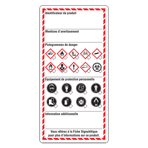 &eacute;tiquettes pour le milieu de travail, Papier cartonn&eacute;, 3" la x 6" h, Français Fastek