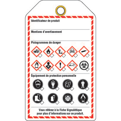 &eacute;tiquettes pour le milieu de travail, Papier cartonn&eacute;, 3-3/8" la x 5-3/4" h, Français Fastek