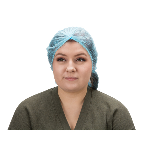 Bonnet bouffant pliss&eacute;, Polypropyl&egrave;ne, 21", Bleu Fastek
