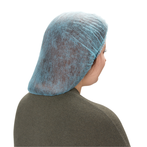 Bonnet bouffant pliss&eacute;, Polypropyl&egrave;ne, 21", Bleu Fastek
