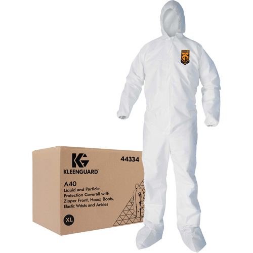 Kleenguard A40 Coveralls, X-Large, White, Microporous Fastek