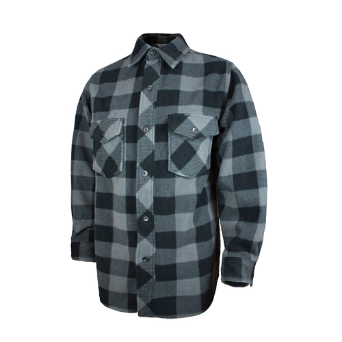 Plaid Solar Fleece Shirt, Men's, Large, Grey Fastek