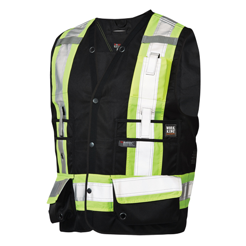 Surveyor Safety Vest, Black, Large, Polyester Fastek