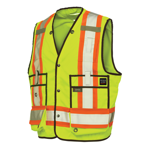 Surveyor Safety Vest, High Visibility Lime-Yellow, X-Large, Polyester Fastek
