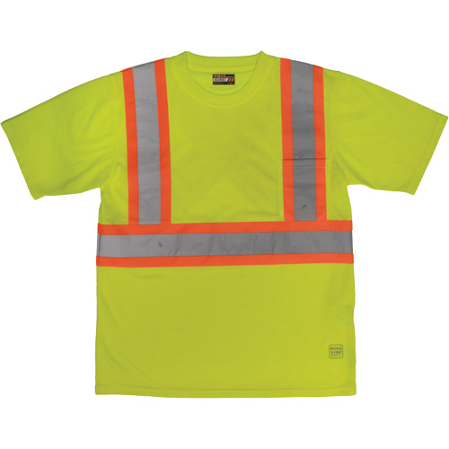 T-shirt de s&eacute;curit&eacute; avec poche &agrave; manches courtes, Polyester, Grand, Jaune lime haute visibilit&eacute; Fastek