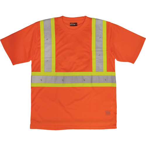 T-shirt de s&eacute;curit&eacute; avec poche &agrave; manches courtes, Polyester, Grand, Orange haute visibilit&eacute; Fastek